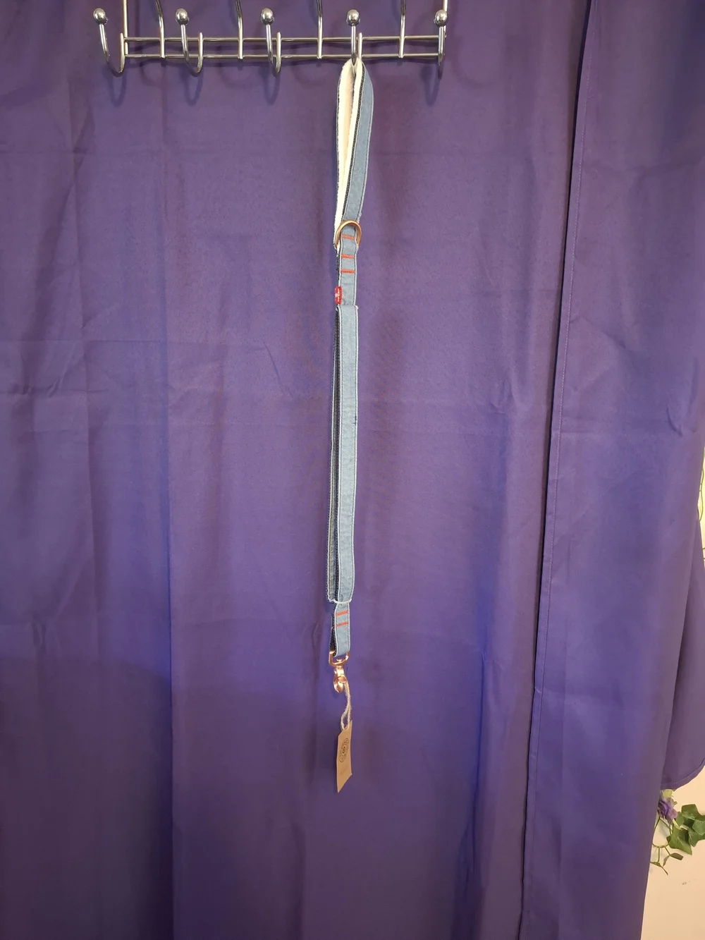 Levis Blue Nylon and Denim Dog Leash with Rose Gold Hardware